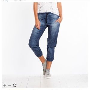Lucy technical fabric denim jogger NWOT